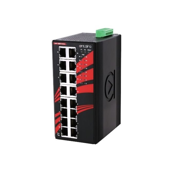 16-Port Industrial PoE+ Unmanaged Ethernet Switch, w/16-10/100/1000Tx (30W/Port)